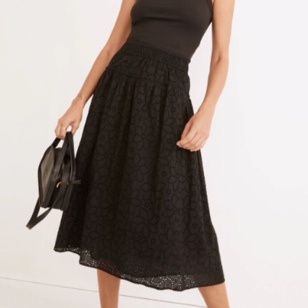 Madewell Eyelet Pull-On Midi Skirt